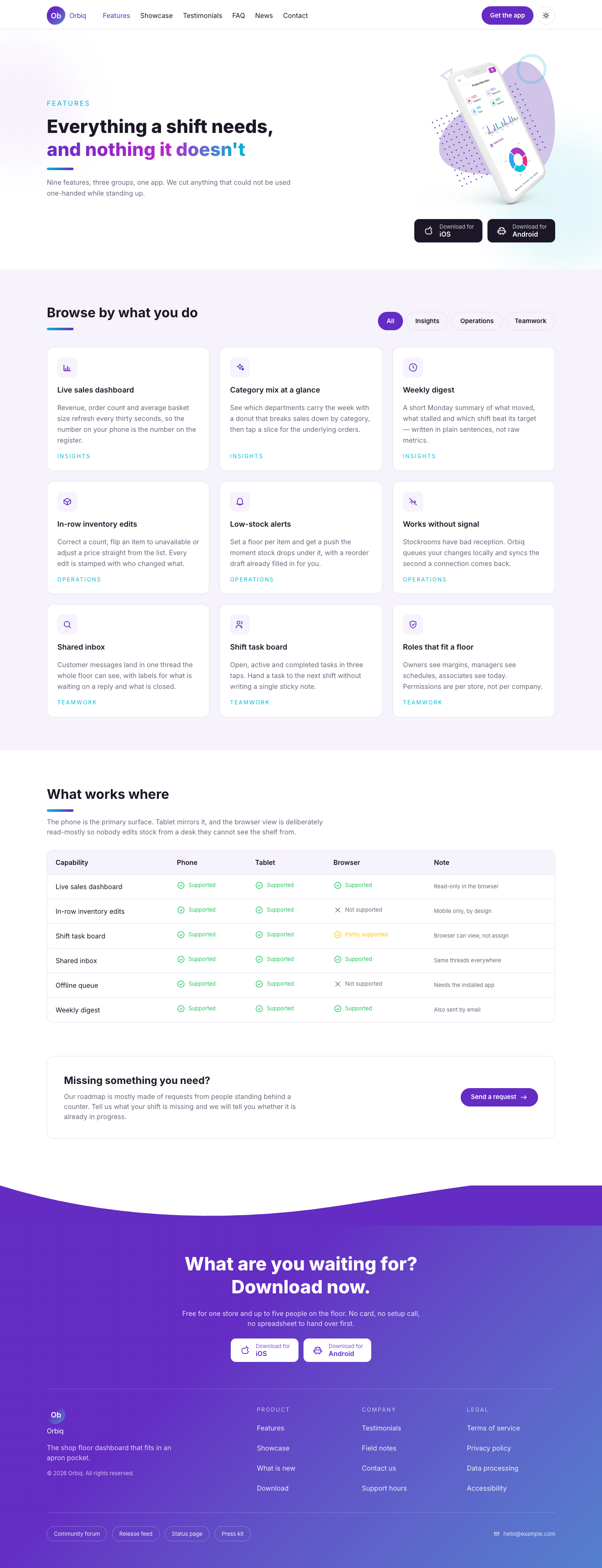 Orbiq website template preview 8