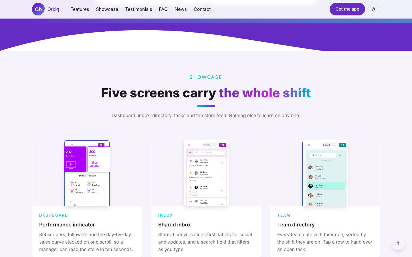 Orbiq website template preview 5