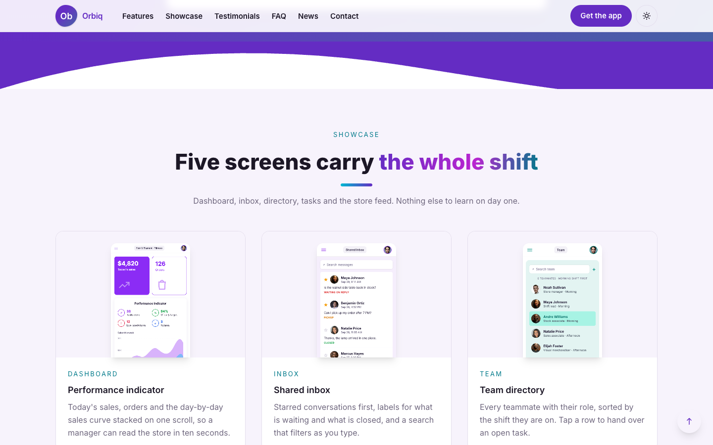 Orbiq website template preview 5