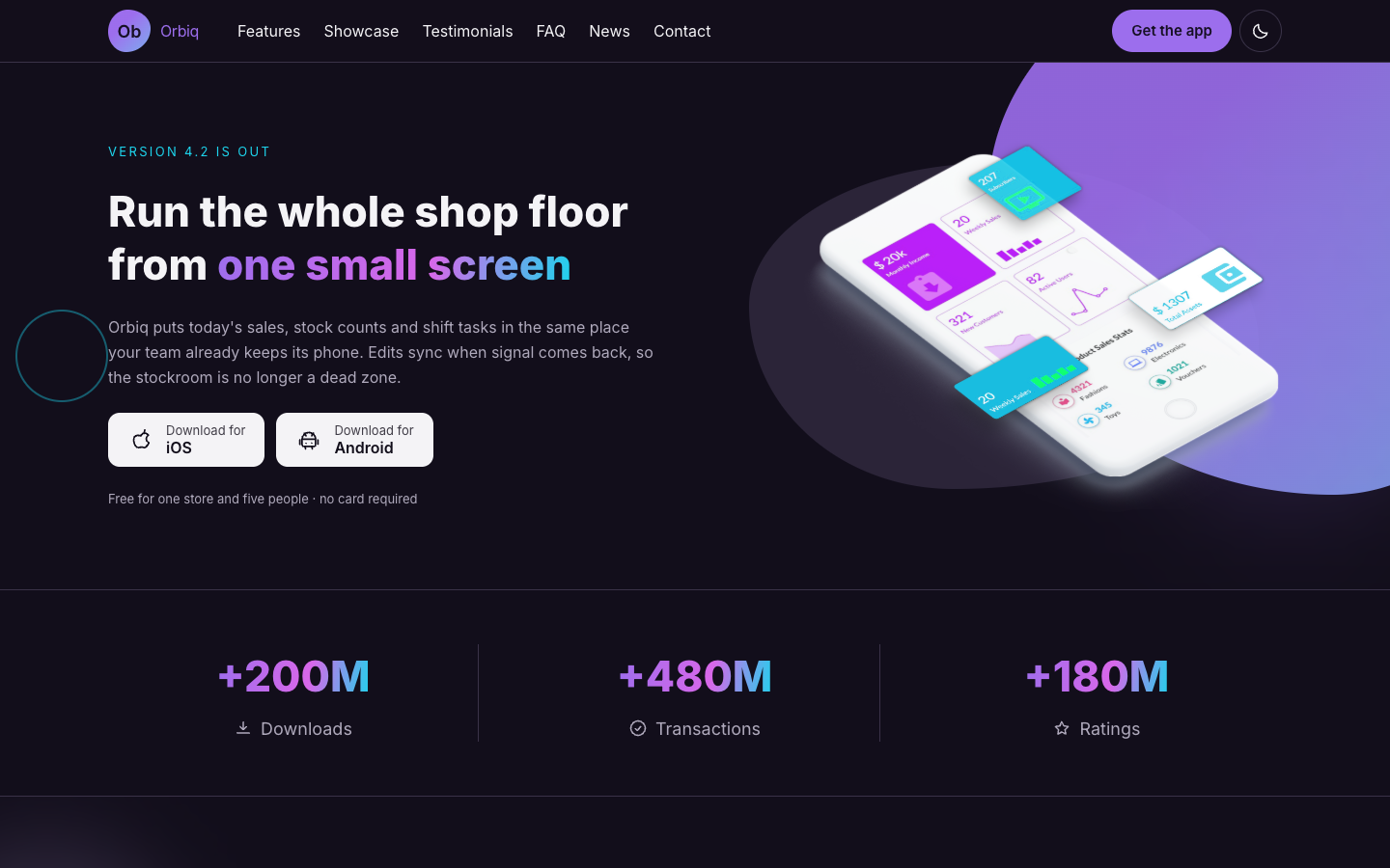 Orbiq website template preview 2