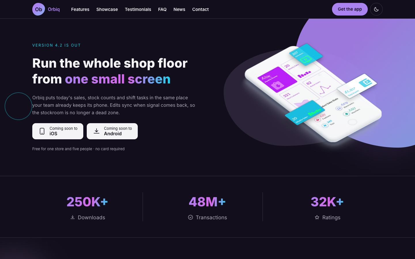 Orbiq website template preview 2