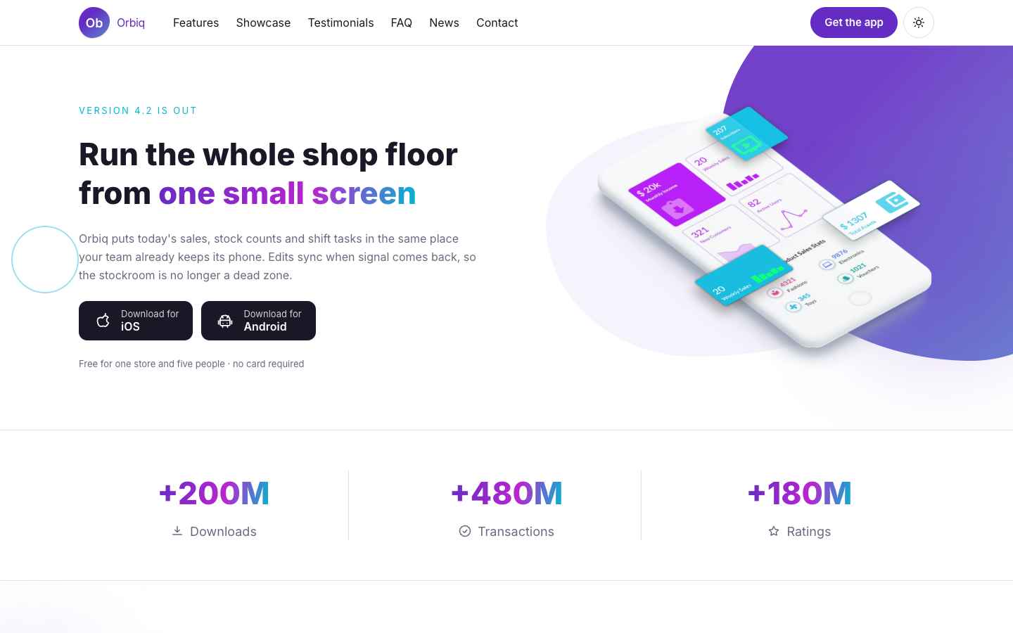 Orbiq website template preview