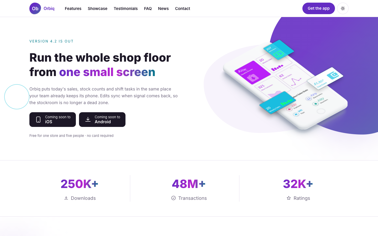 Orbiq website template preview