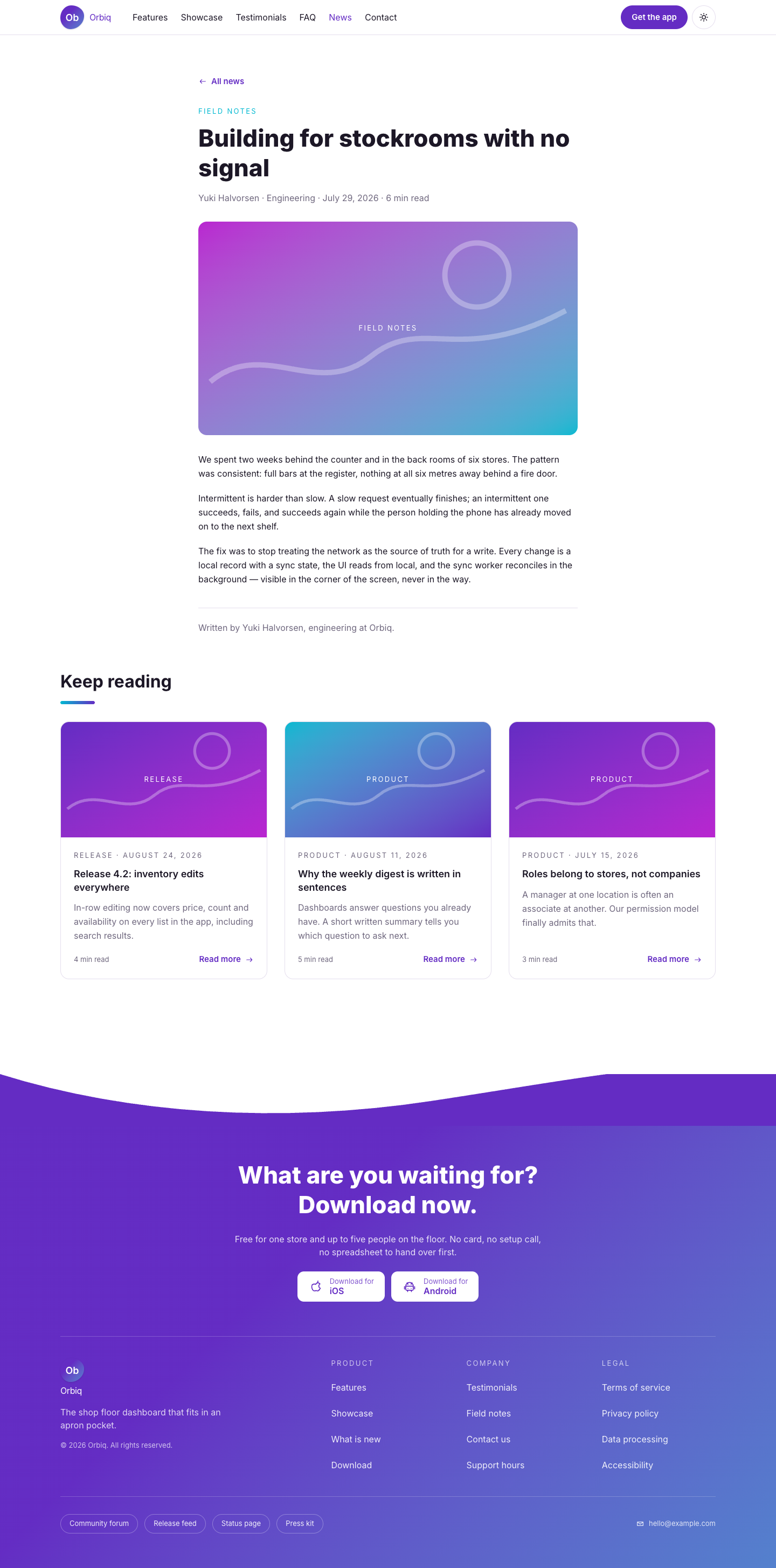 Orbiq website template preview 9