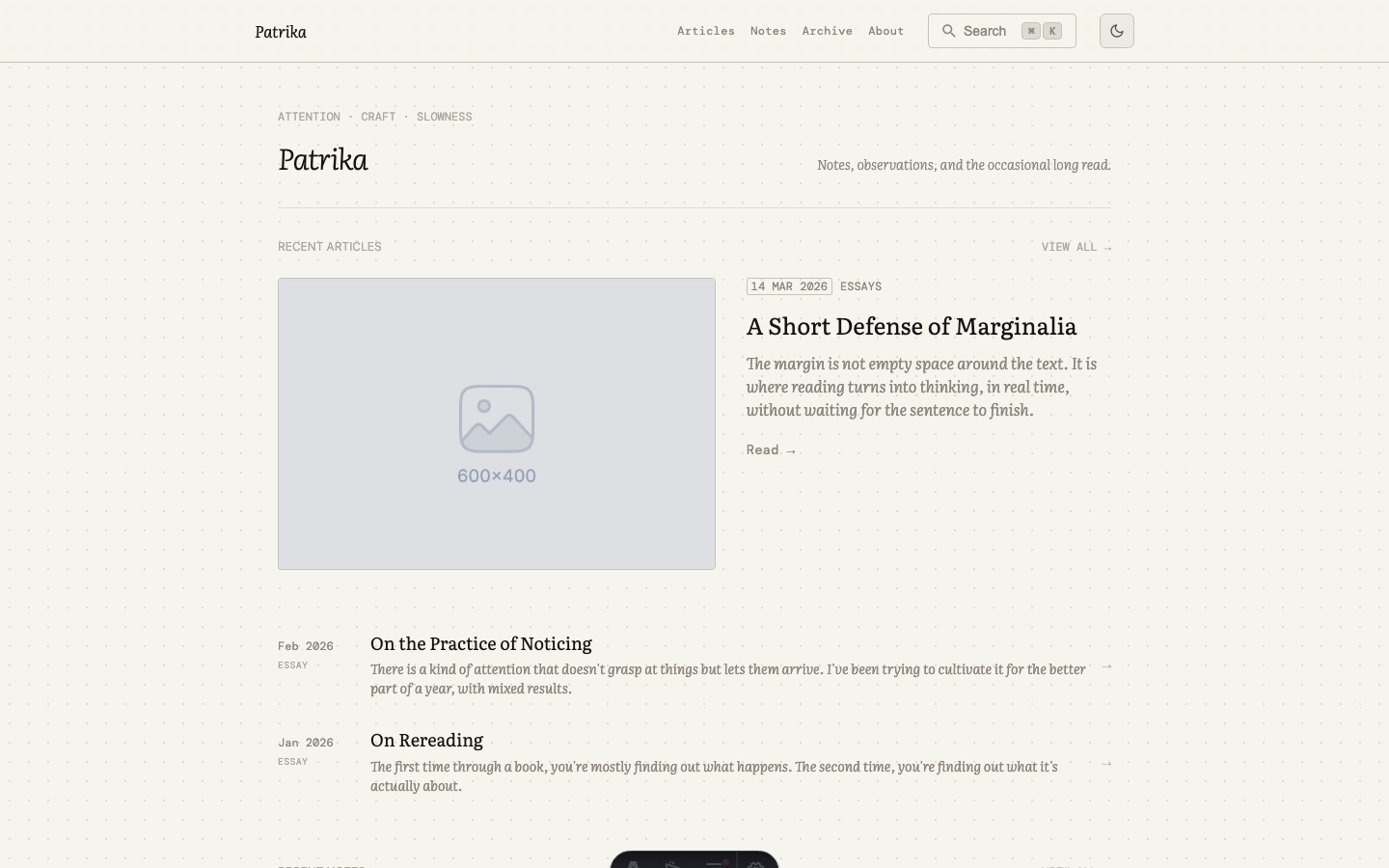 Patrika website template preview