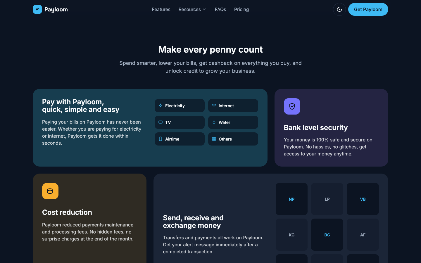 Payloom website template preview 4
