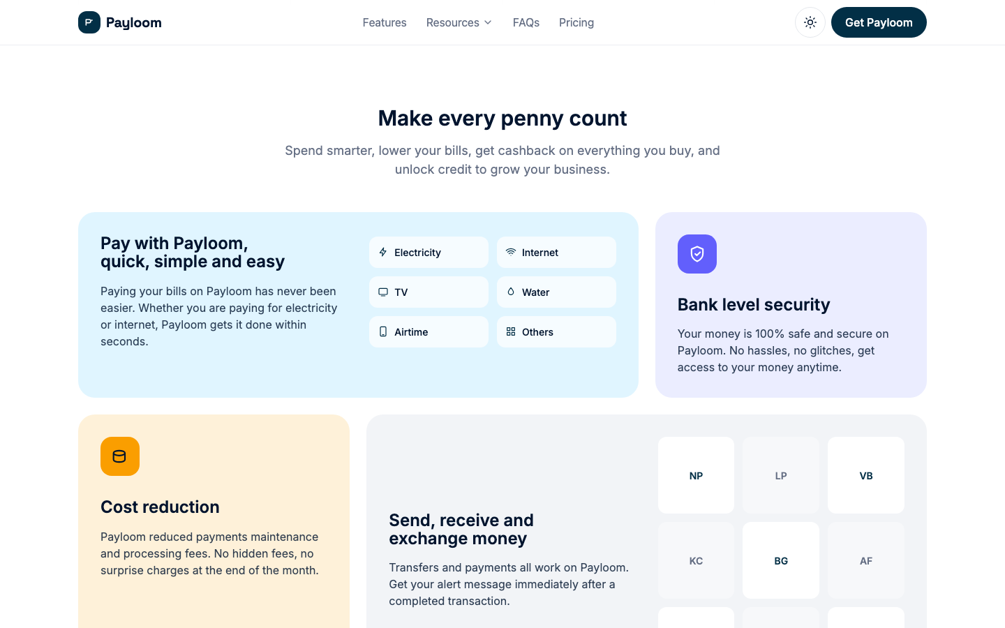 Payloom website template preview 3