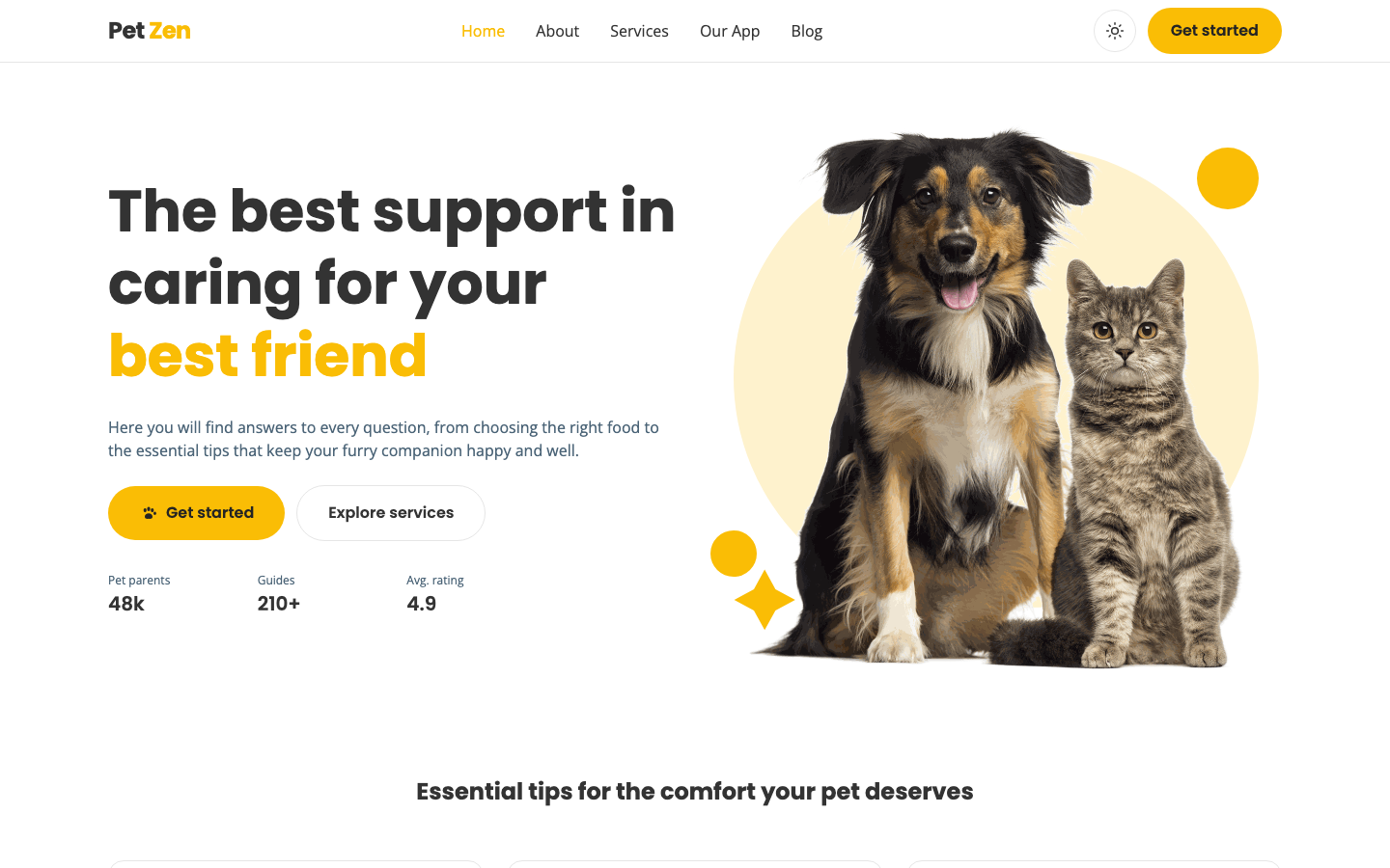 Pet Zen website template preview