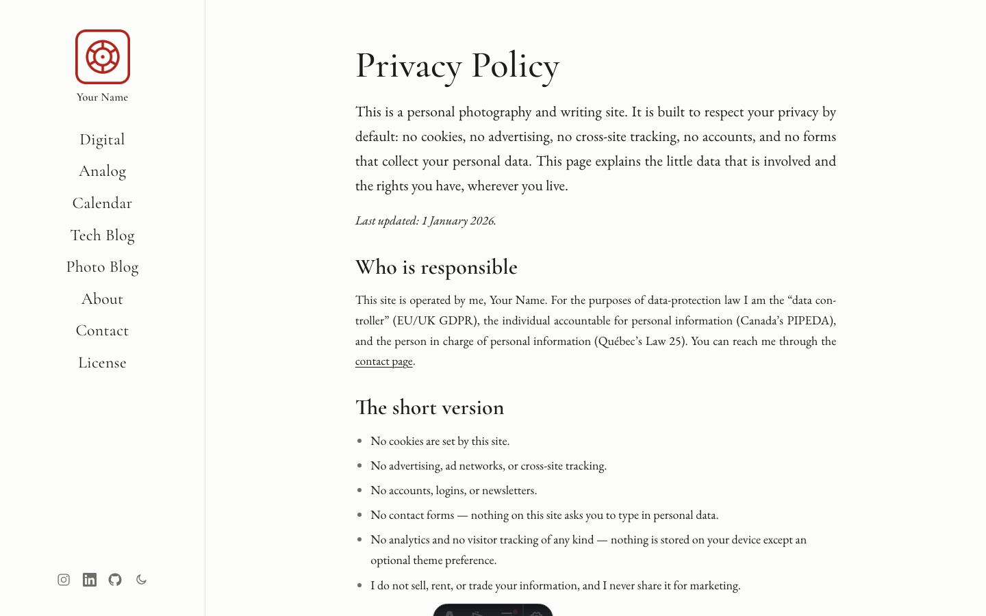 Photo Folio website template — page 10