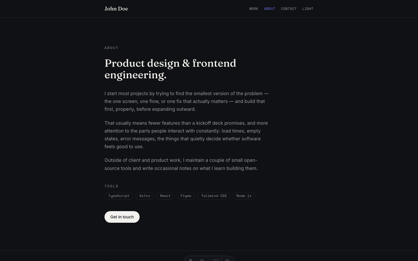 John Doe Portfolio website template — page 3