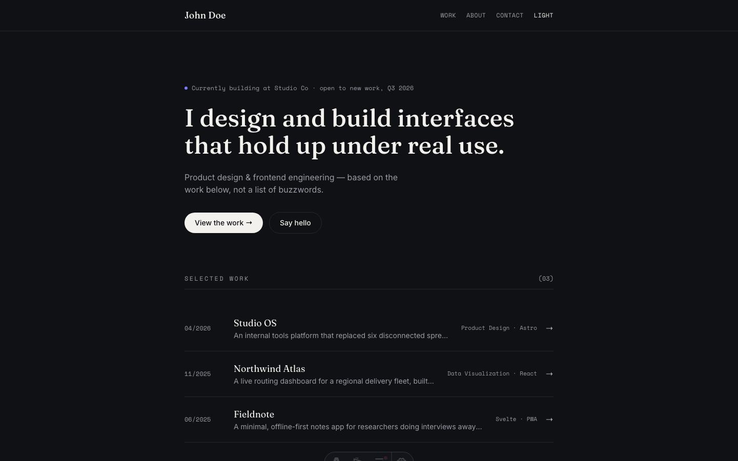 John Doe Portfolio website template — page 2