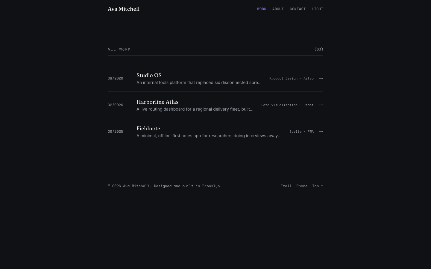 Ava Mitchell Portfolio website template preview 4