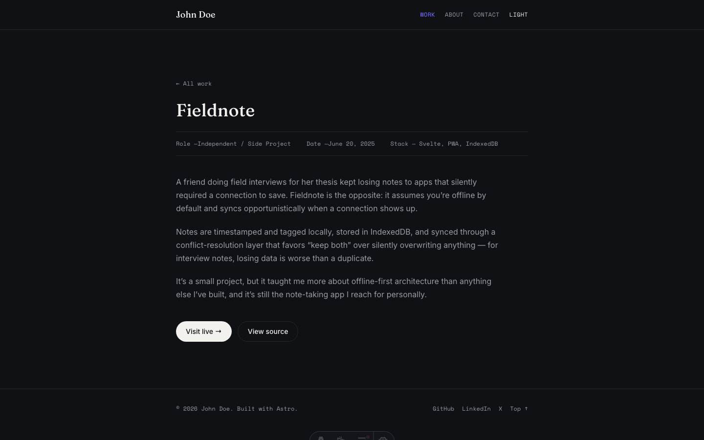 John Doe Portfolio website template — page 5