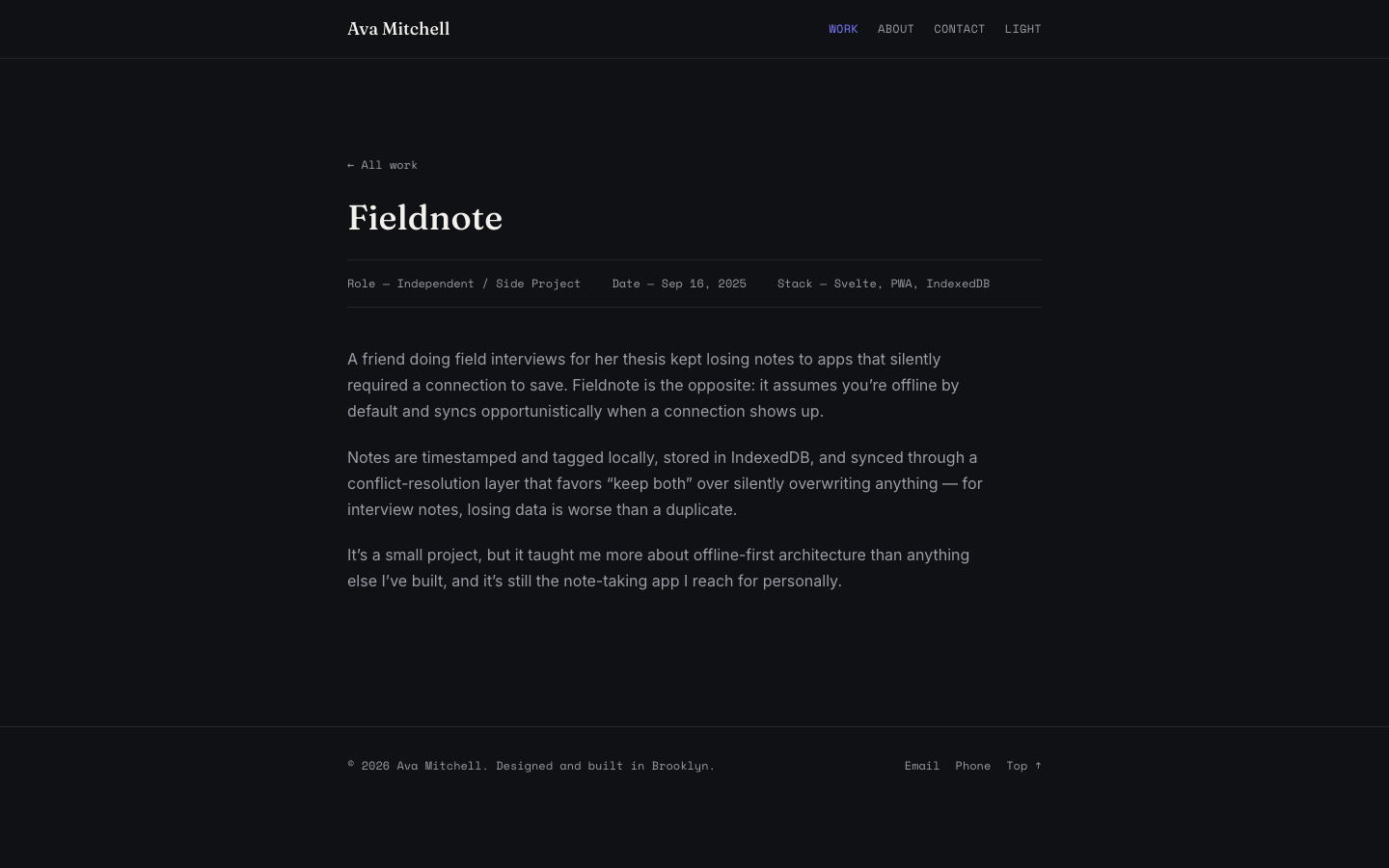 Ava Mitchell Portfolio website template preview 5