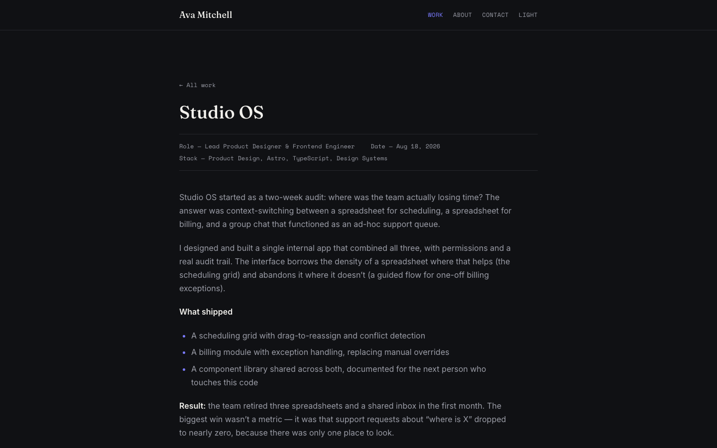 Ava Mitchell Portfolio website template preview 7