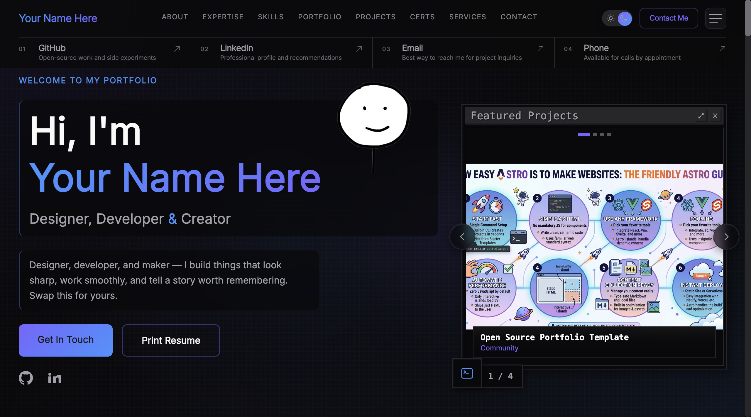 Portfolio Theme website template — page 2