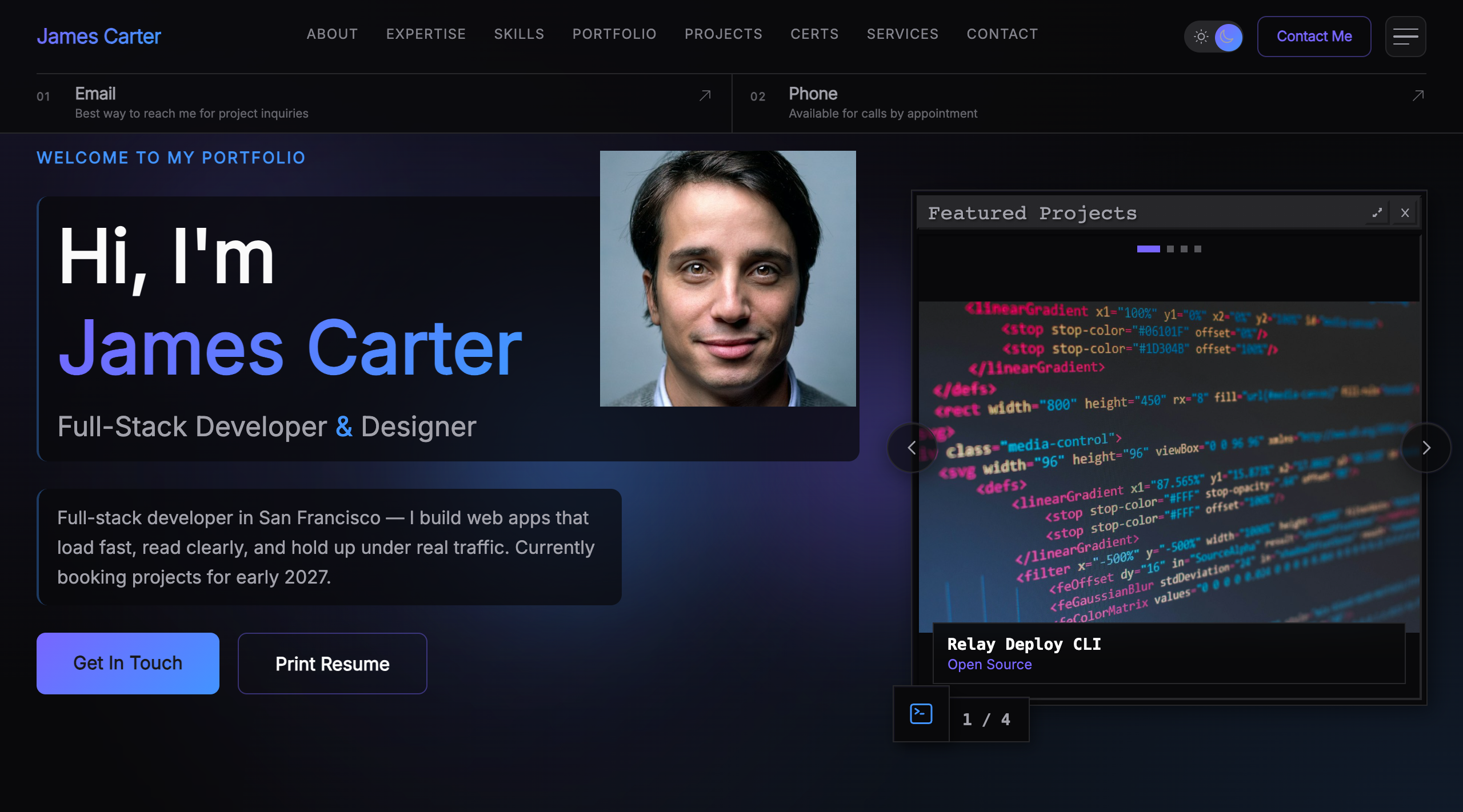 Portfolio Theme website template preview 2