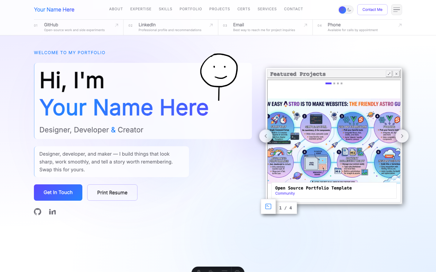 Portfolio Theme website template preview