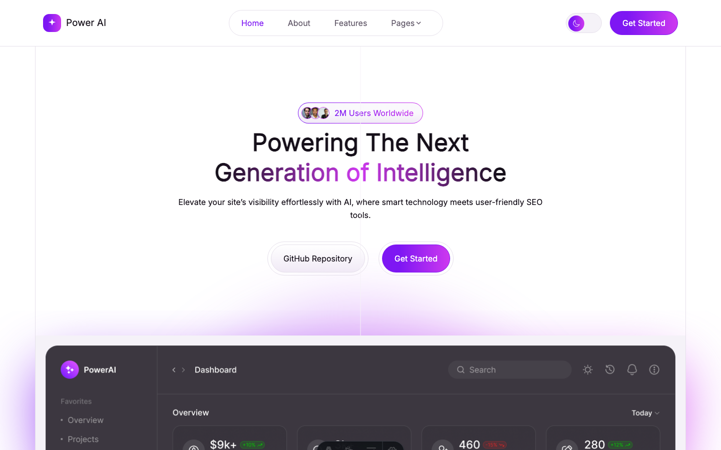 PowerAI website template — page 2