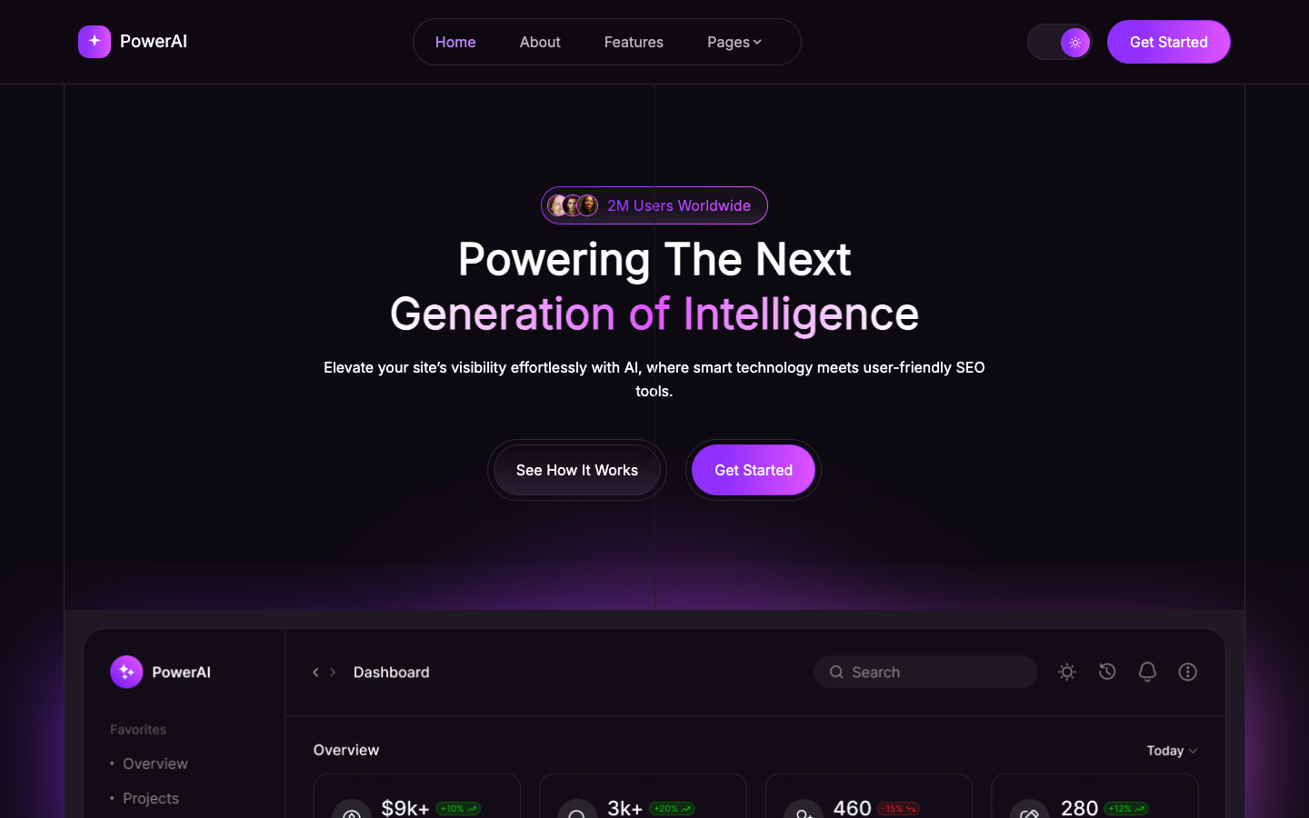 PowerAI website template preview 2