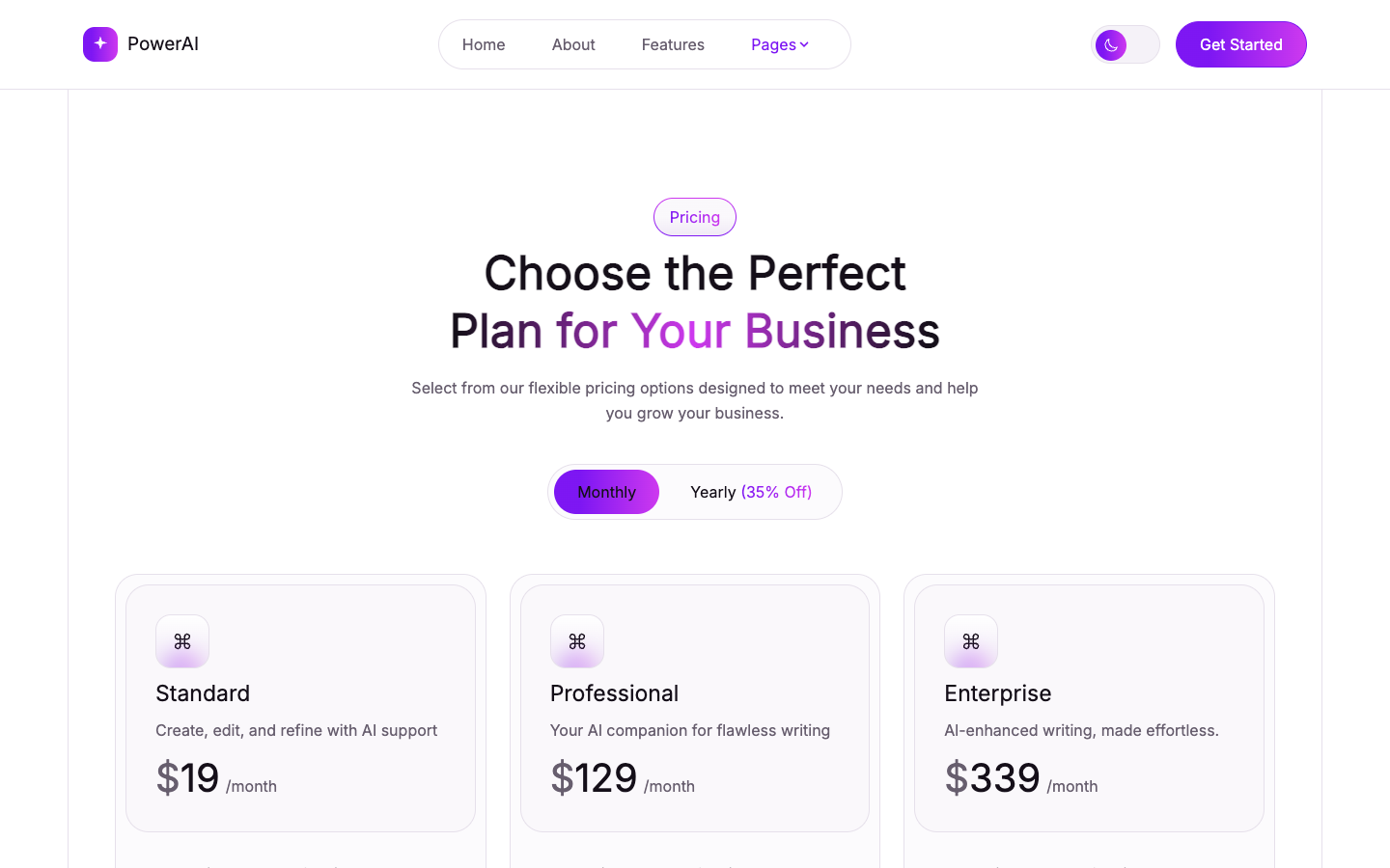 PowerAI website template preview 10