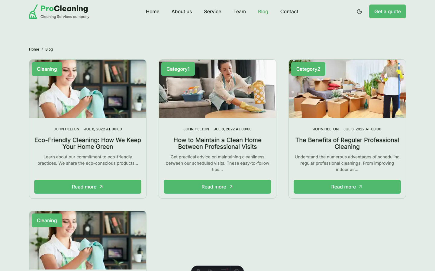ProCleaning website template — page 3