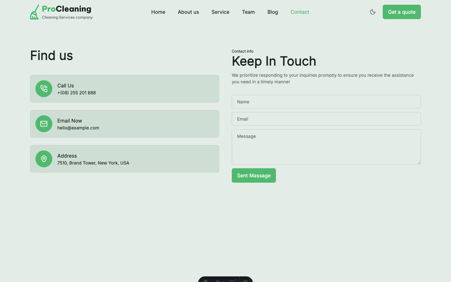 ProCleaning website template — page 4