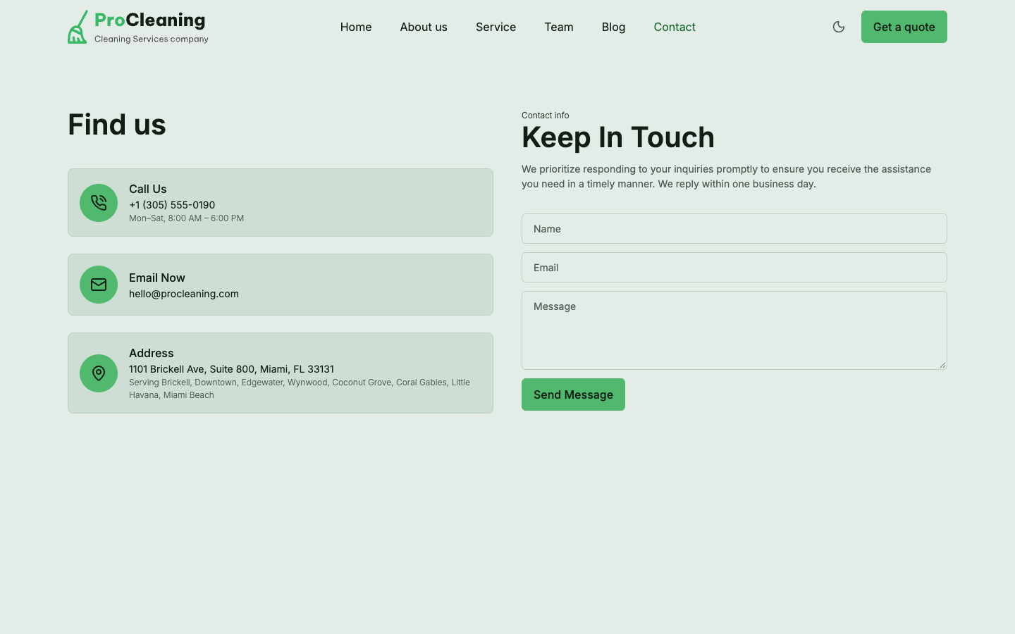 ProCleaning website template preview 4