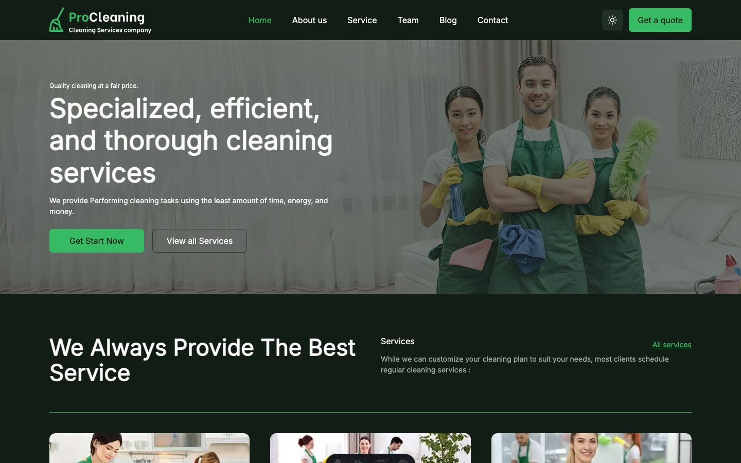 ProCleaning website template — page 2