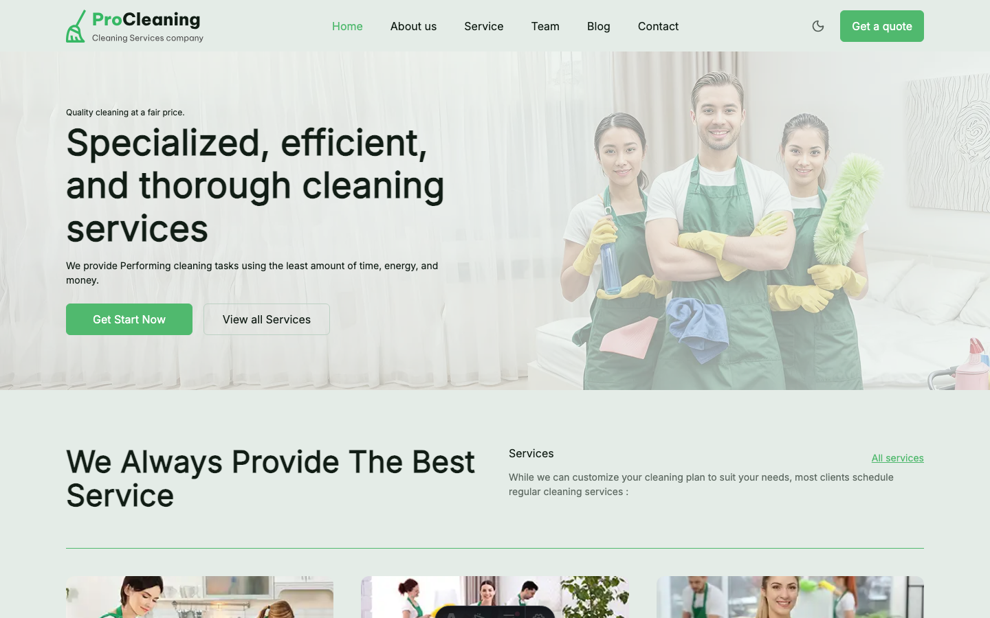 ProCleaning website template preview