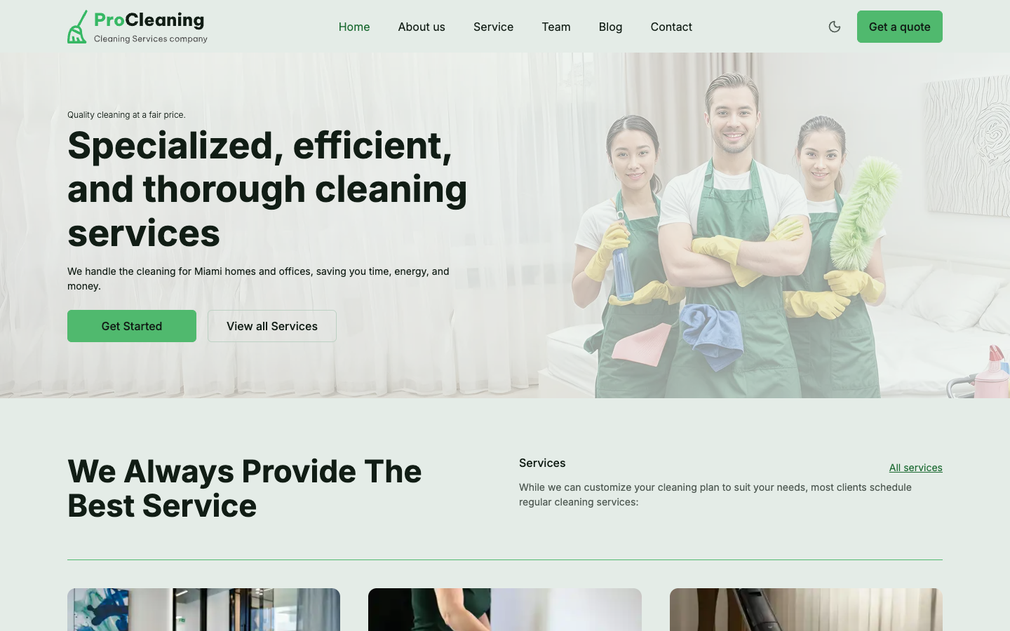 ProCleaning website template preview
