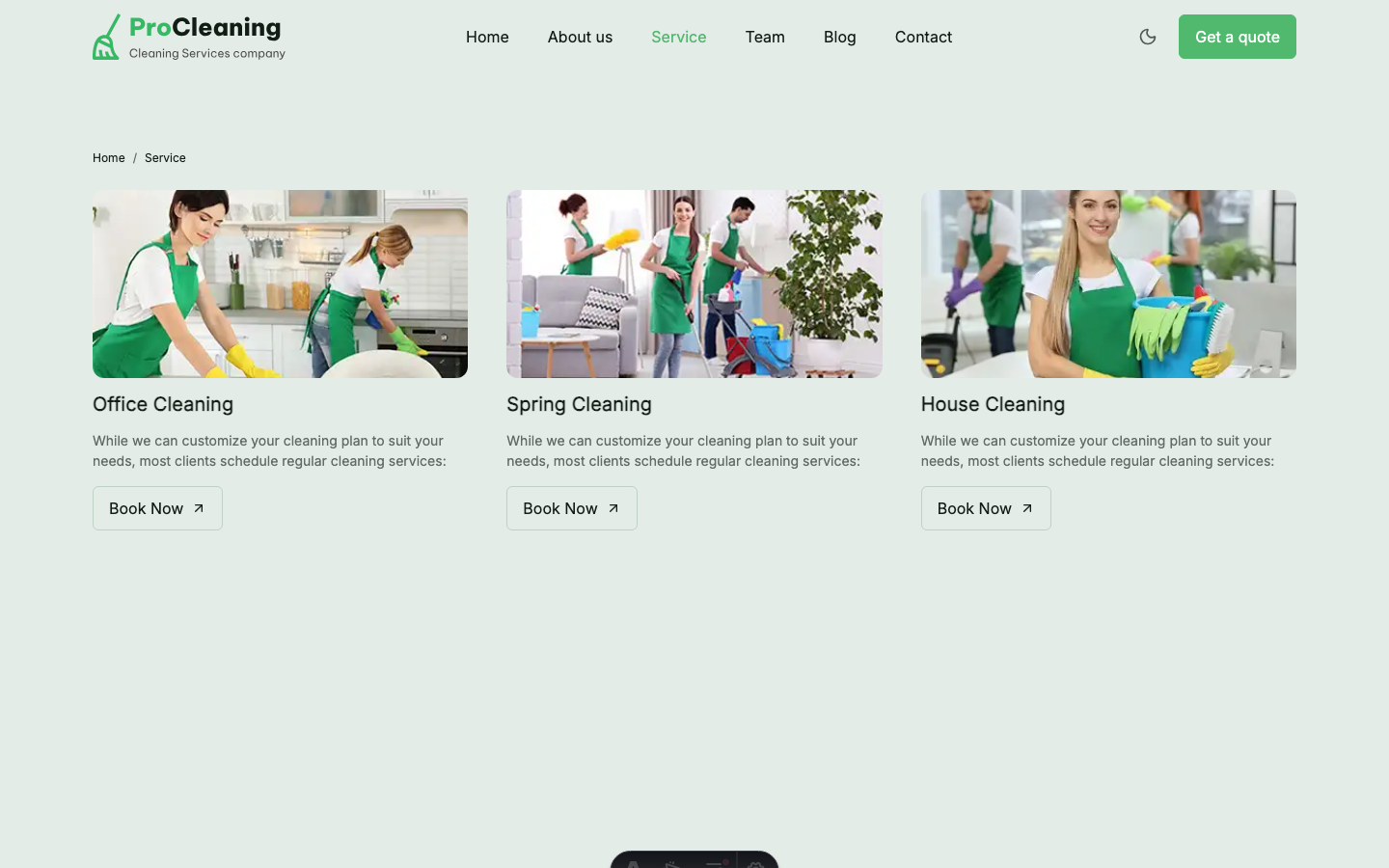 ProCleaning website template — page 5