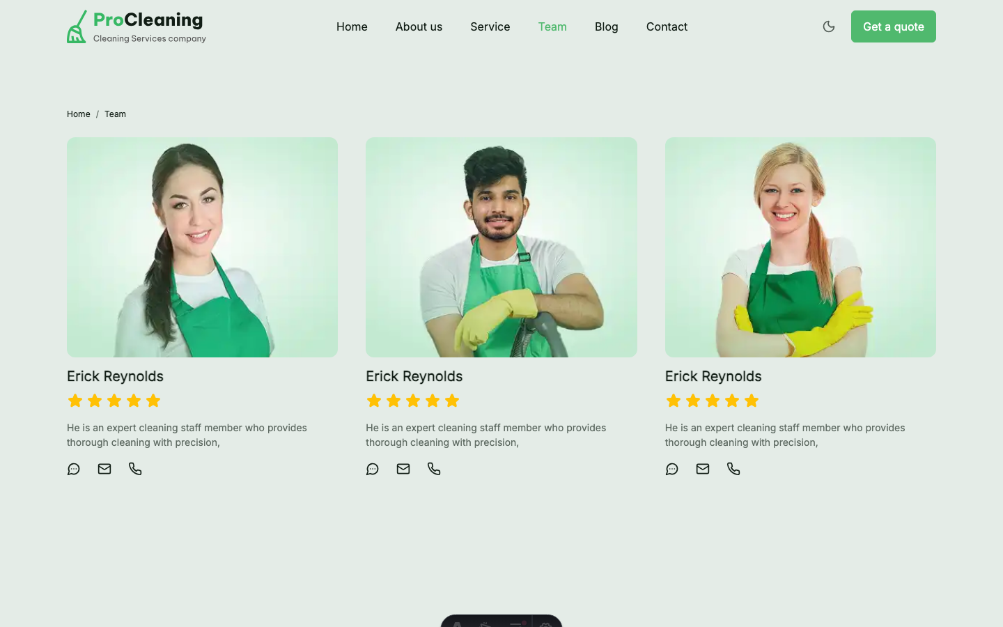 ProCleaning website template — page 6