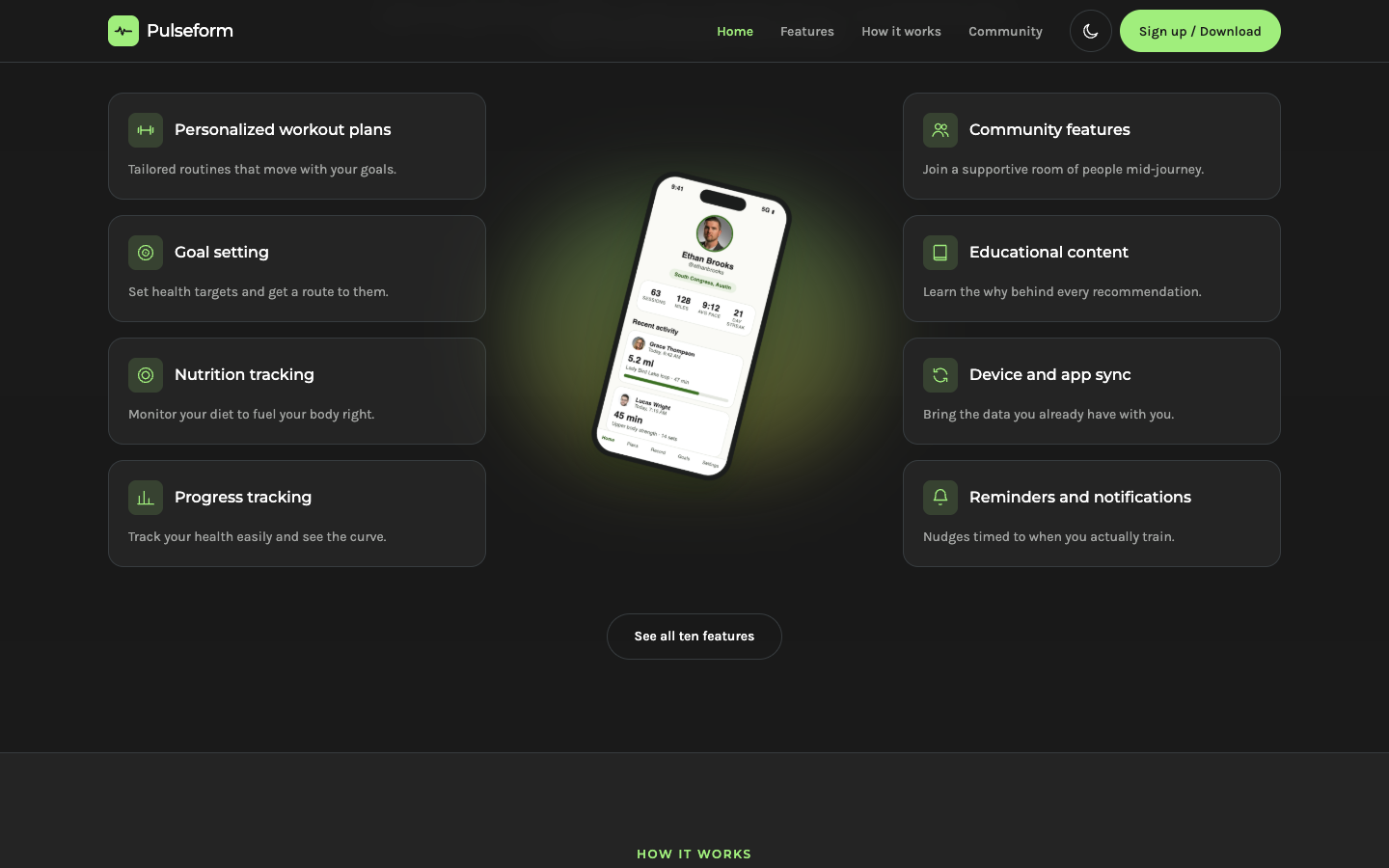 Pulseform website template preview 4
