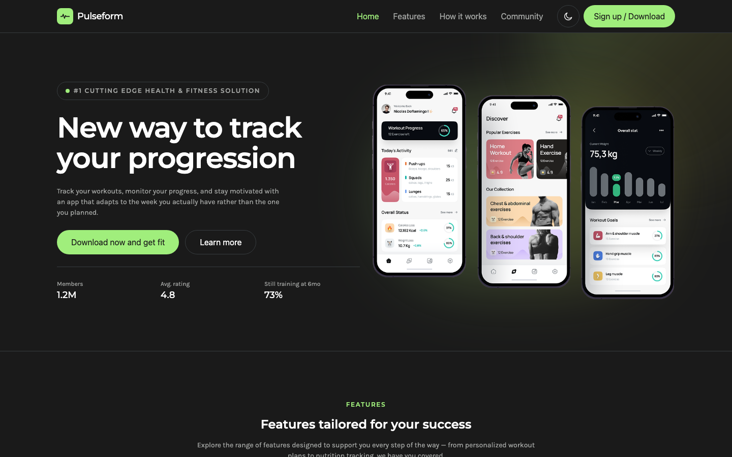 Pulseform website template preview 2