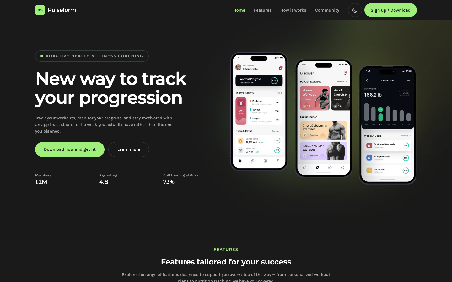 Pulseform website template preview 2