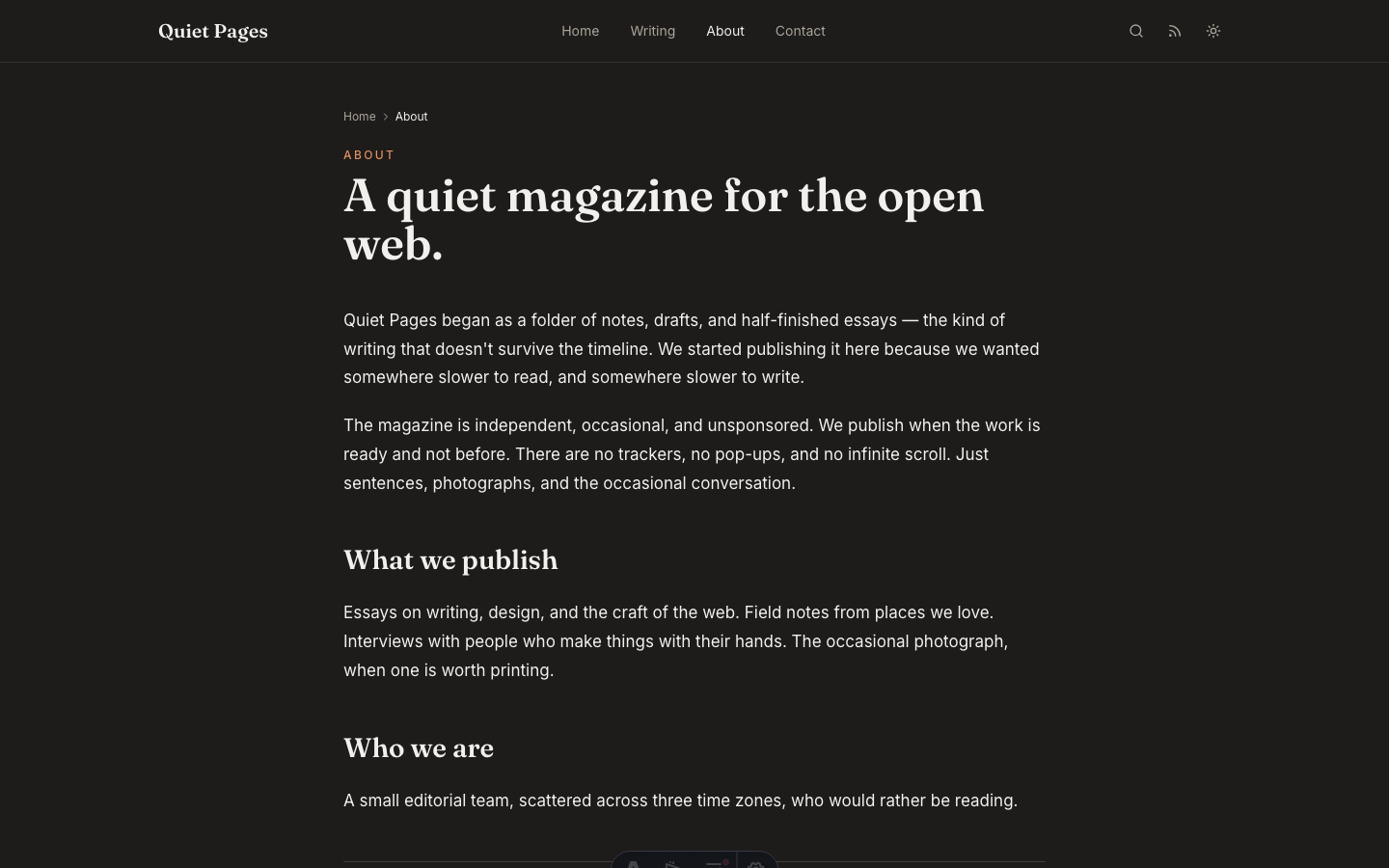 Quietpages website template — page 3