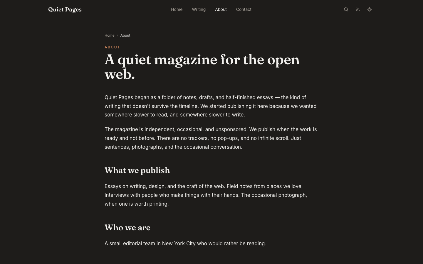 Quietpages website template preview 3