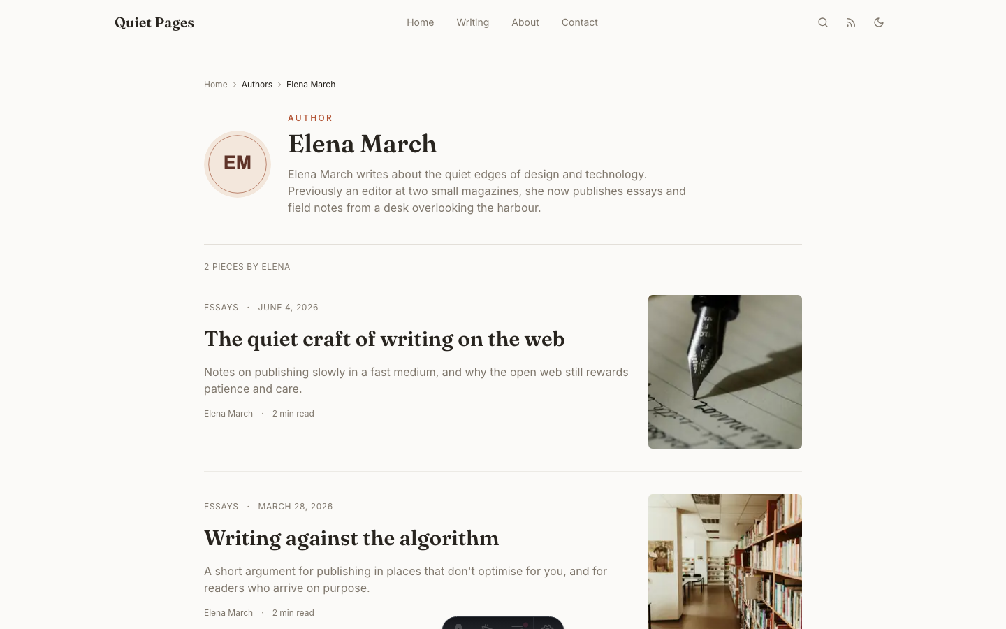 Quietpages website template — page 4