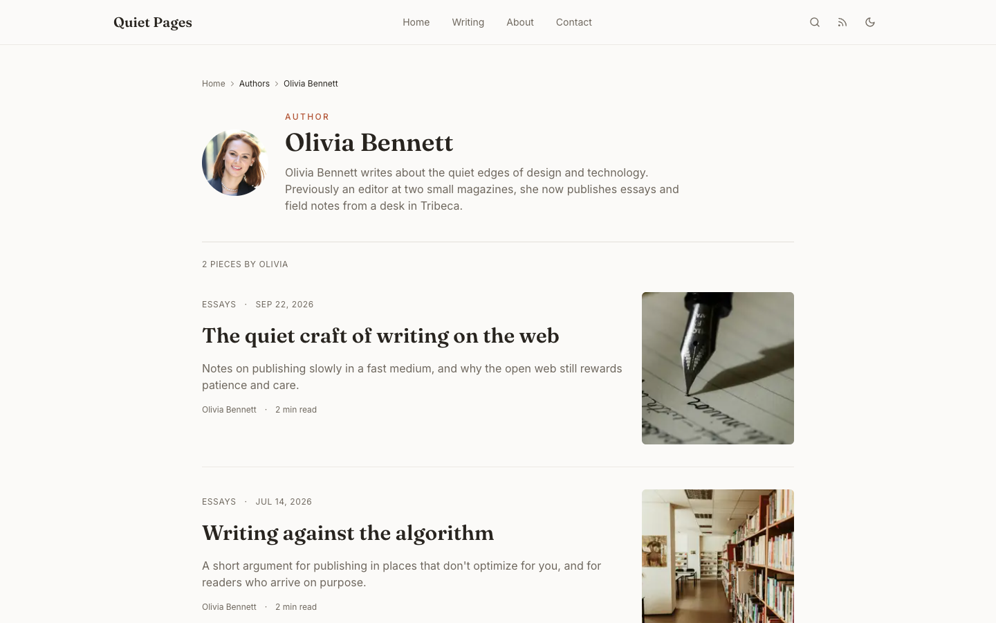 Quietpages website template preview 4