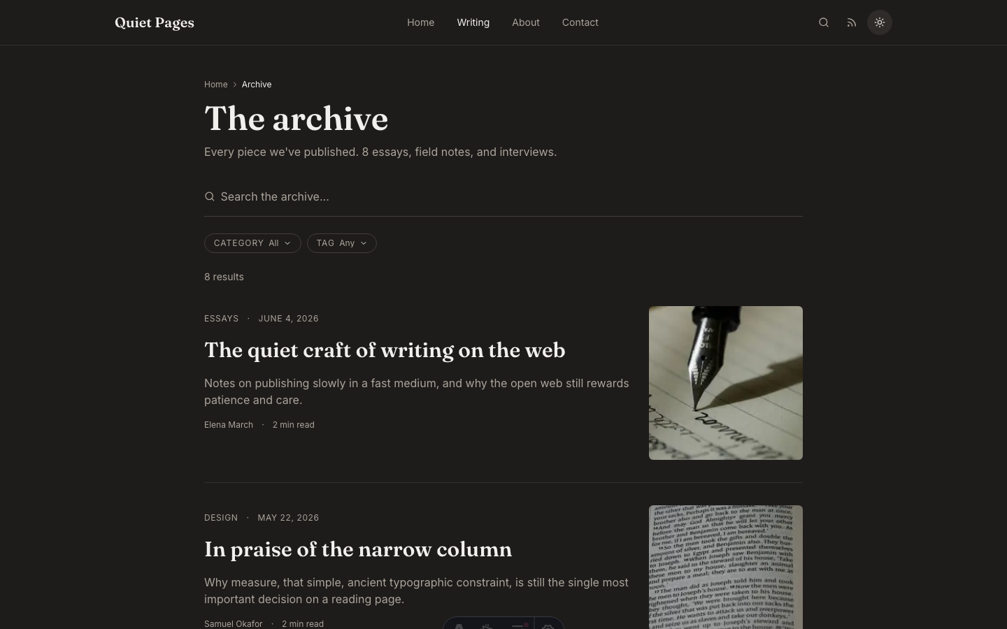 Quietpages website template — page 5
