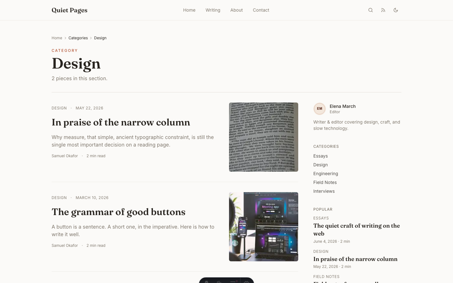 Quietpages website template — page 8