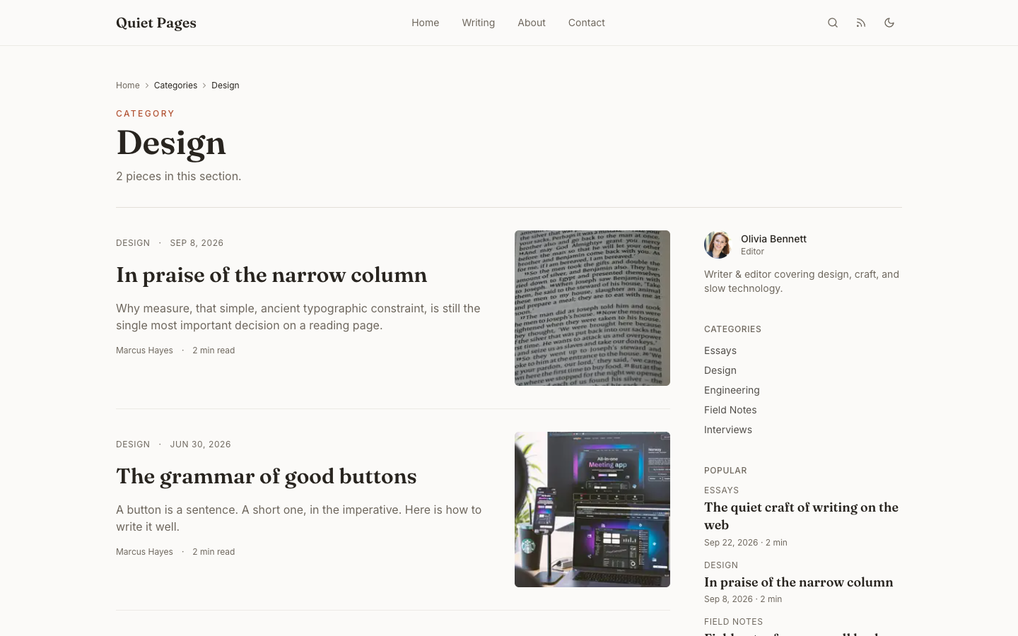 Quietpages website template preview 8