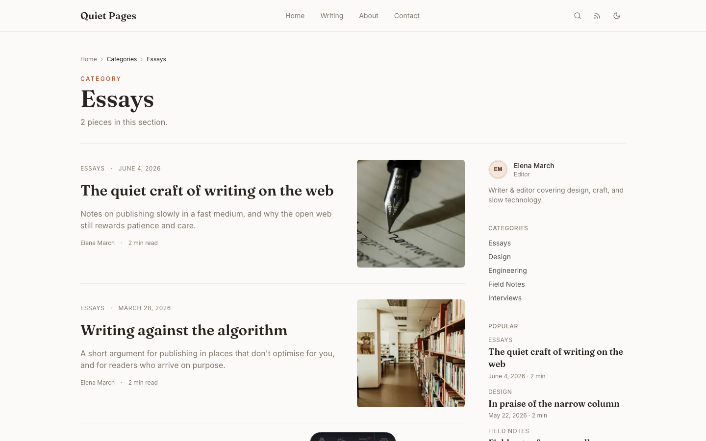 Quietpages website template — page 9