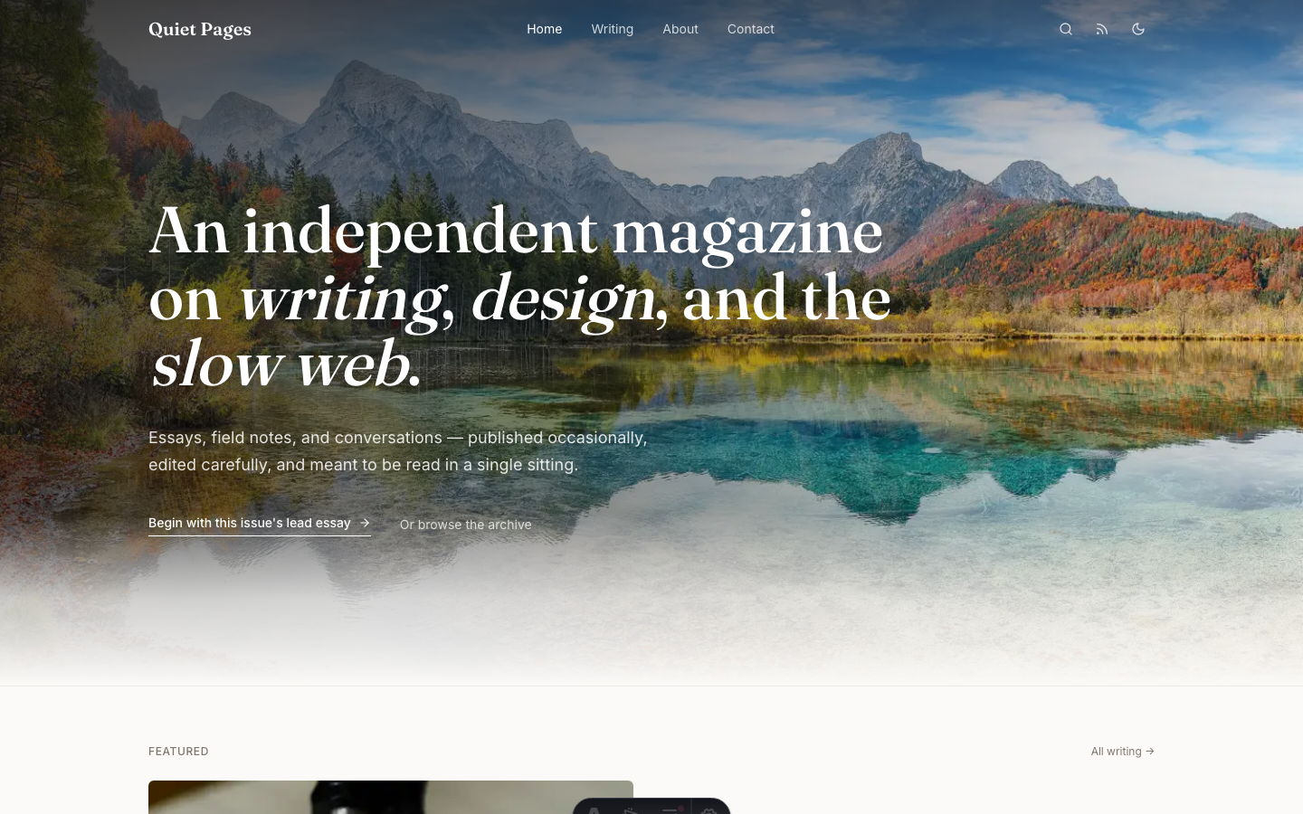 Quietpages website template preview