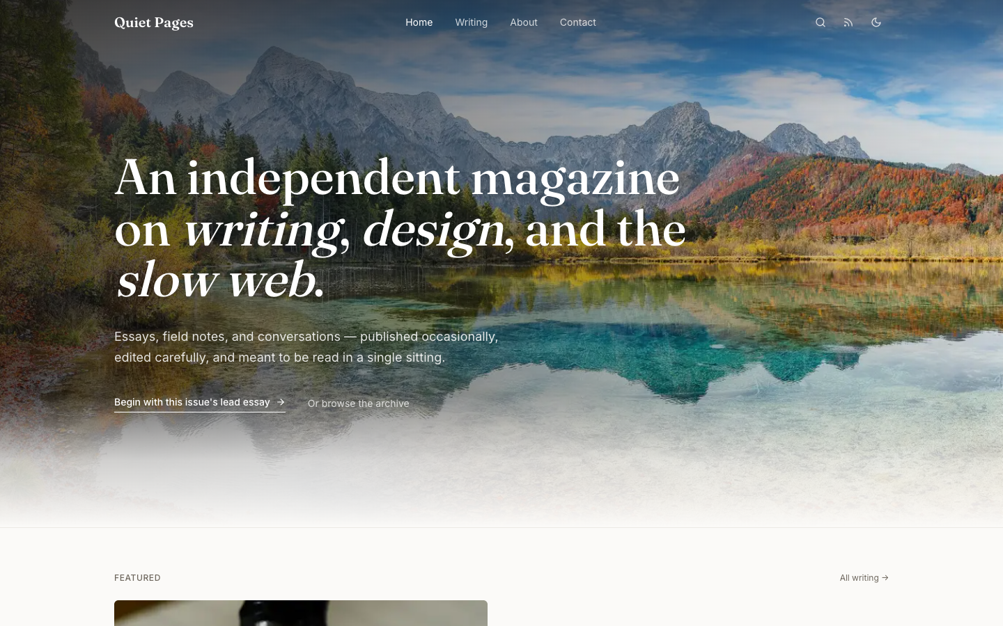 Quietpages website template preview