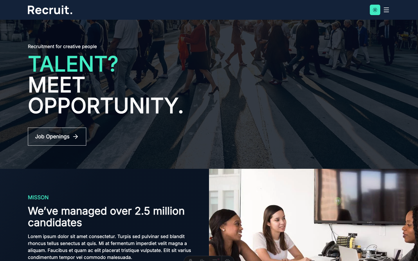Recruit website template — page 2