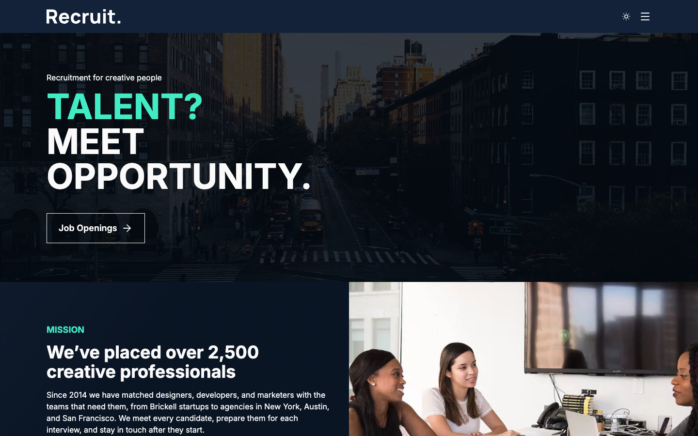 Recruit website template preview 2