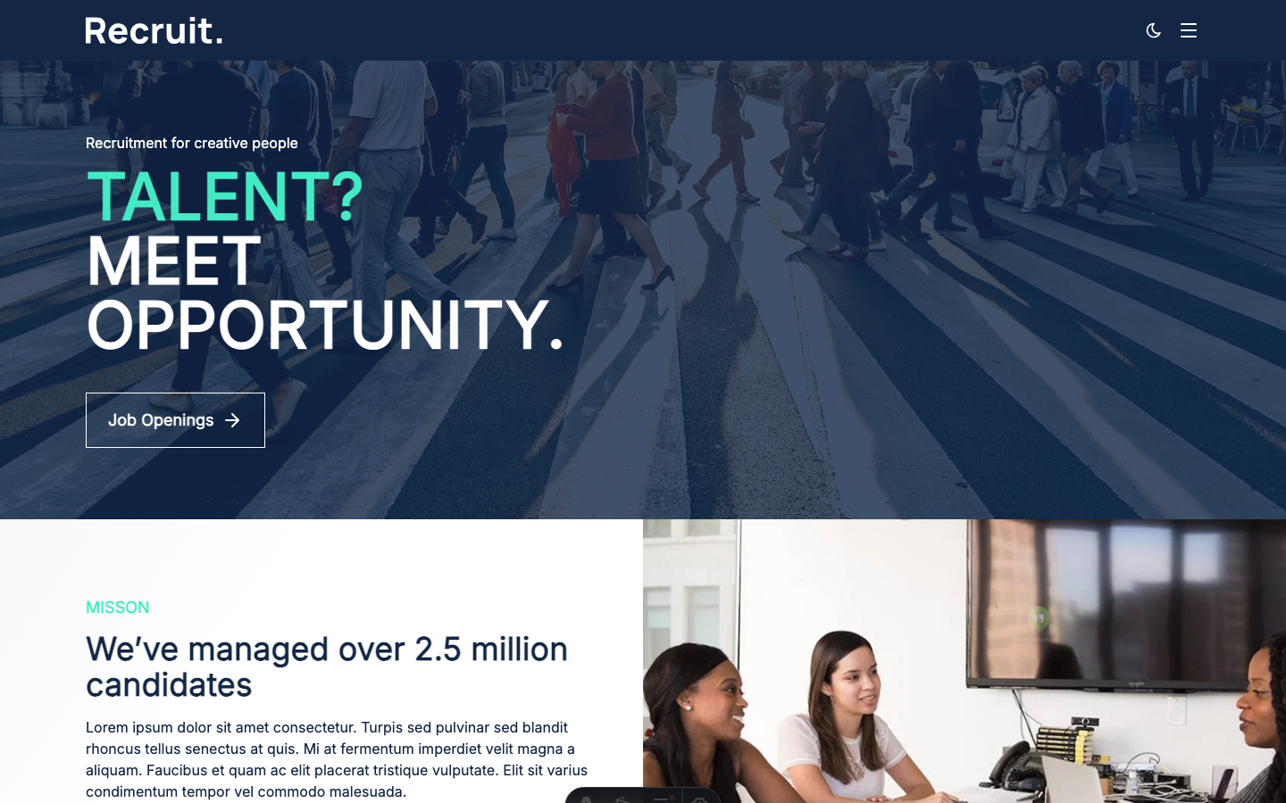 Recruit website template preview