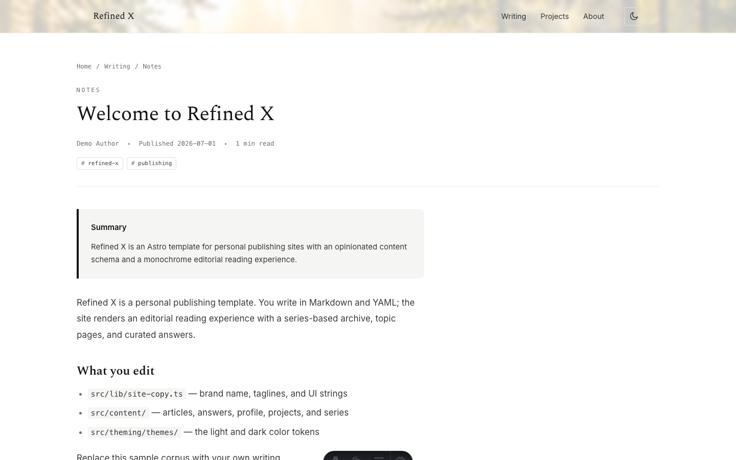 Refined X website template — page 3